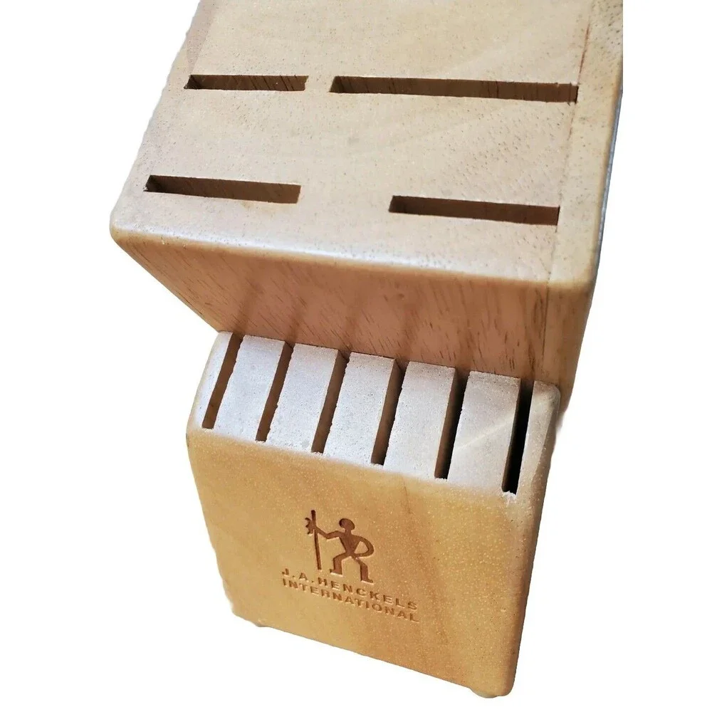 JA Henckels Knife Block Storage Light Oak 12 Slot B946 Kitchen Decor Wood Carved